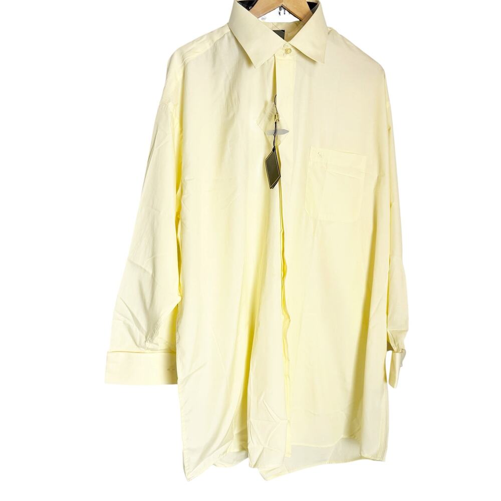 Stacy Adams Butter Yellow Long Sleeve Button Up Classic Fit Dress Shirt 19 34-35